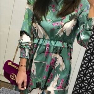 Zara Elegant Green Floral Dress